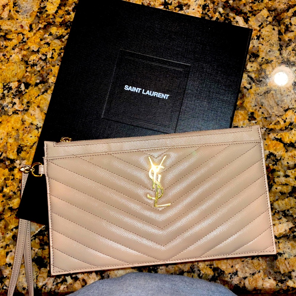 Authentic!!! YSL Pouch Beige! Excellent condition.